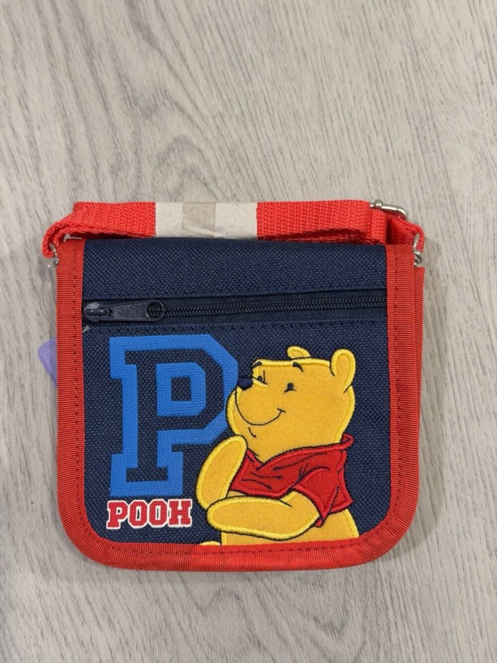Disney Winnie the Pooh Crossbody Bag Wallet Kids Pooh P Patch Red Blue NWT